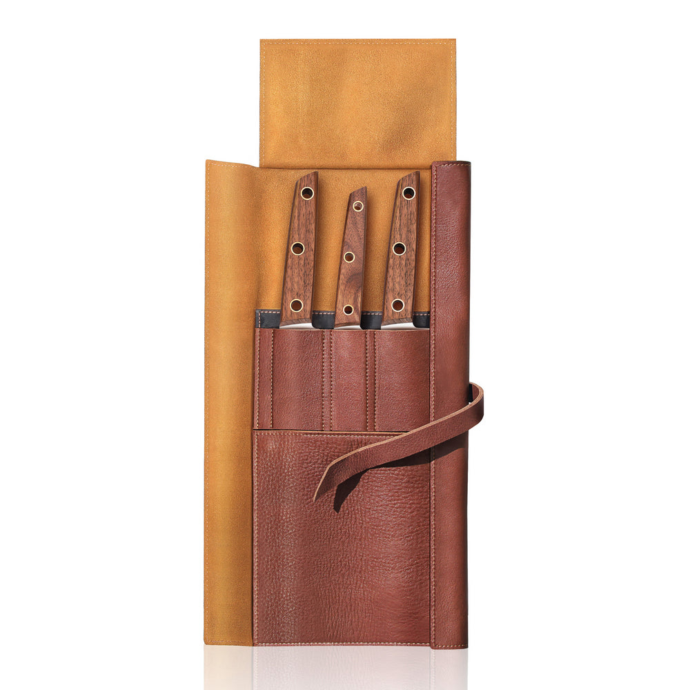 
                  
                    Load image into Gallery viewer, W Series 4-Piece Leather Roll Knife Set, German Steel, 59953
                  
                