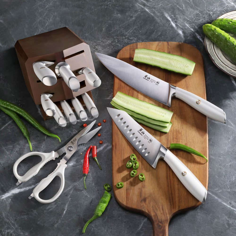 
                  
                    Load image into Gallery viewer, L &amp;amp; L1 Series 12-Piece Knife Block Set with 4 Steak Knives, Forged German Steel
                  
                