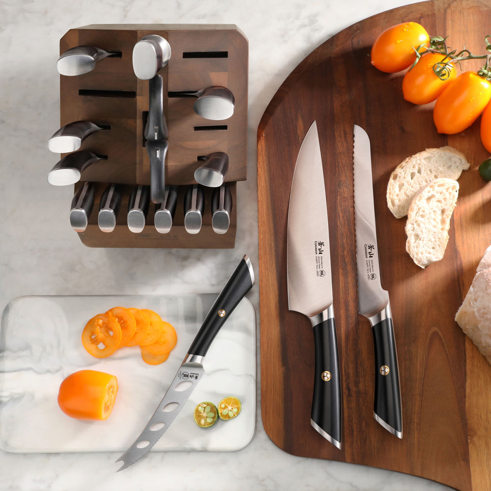 
                  
                    Load image into Gallery viewer, ELBERT Series 17-Piece Knife Block Set, Forged German Steel, Acacia Block
                  
                