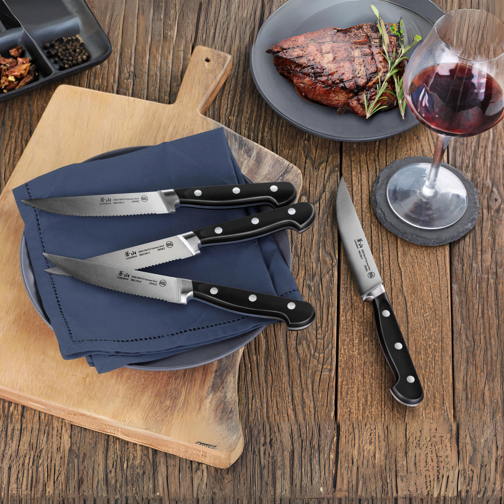 
                  
                    Load image into Gallery viewer, V2 Series 4-Piece 5-Inch Steak Knife Set, Forged German Steel, 1020373
                  
                