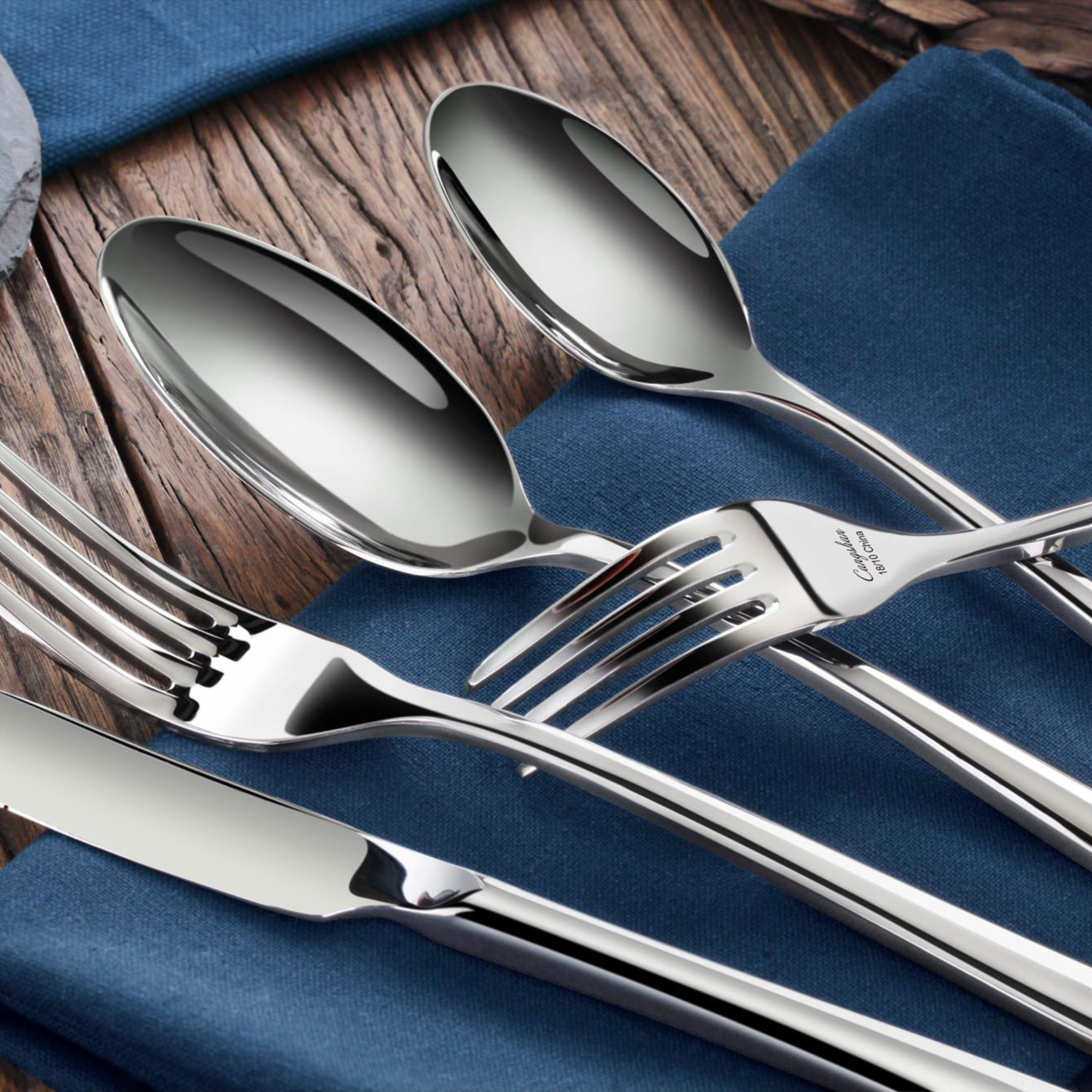 RAIN II Series 20-Piece Forged Flatware Set, Stainless Steel 18/10, 1027013