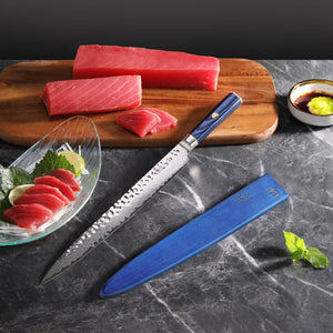 
                  
                    Load image into Gallery viewer, KITA Series 12-Inch Sashimi Knife with Sheath, High Carbon X-7 Damascus Steel, 501486
                  
                