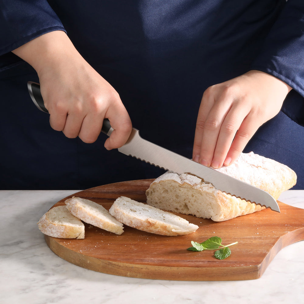 
                  
                    Load image into Gallery viewer, ELBERT Series 8-Inch Offset Bread Knife, Forged German Steel
                  
                