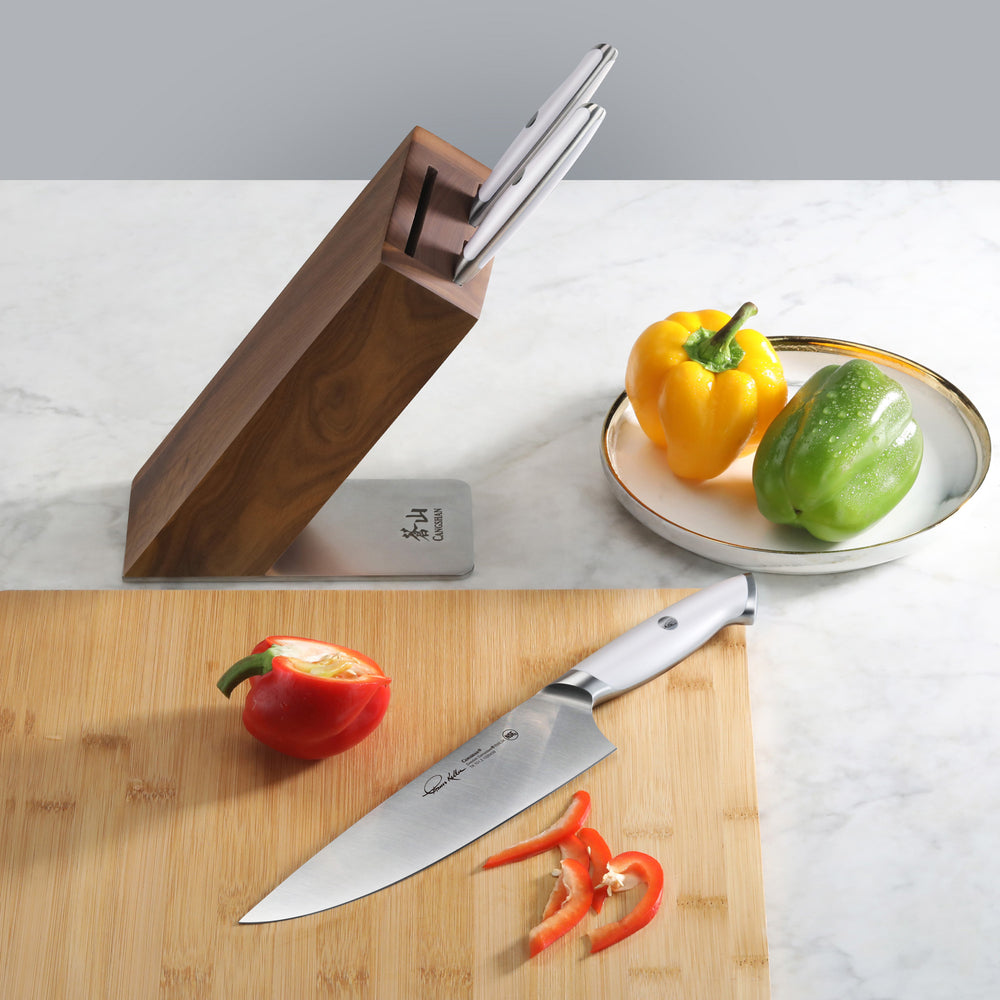 
                  
                    Load image into Gallery viewer, TKSC 4-Piece Knife Block Set, Forged Swedish Powder Steel, Thomas Keller Signature Collection
                  
                