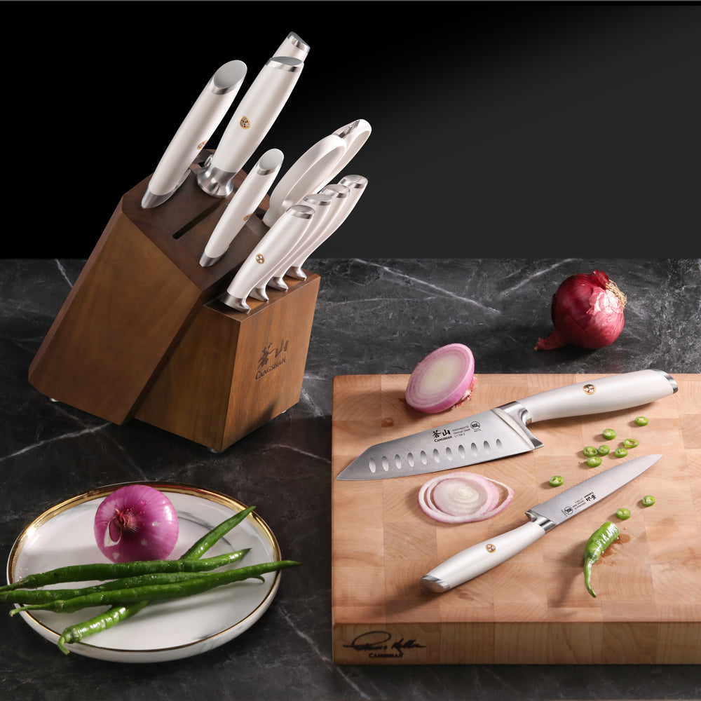 
                  
                    Load image into Gallery viewer, L &amp;amp; L1 Series 12-Piece Knife Block Set with 4 Steak Knives, Forged German Steel
                  
                