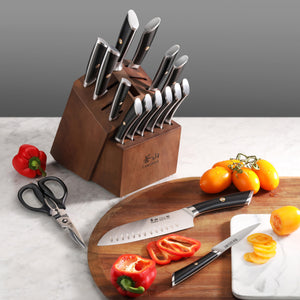 
                  
                    Load image into Gallery viewer, ELBERT Series 17-Piece Knife Block Set, Forged German Steel, Acacia Block
                  
                