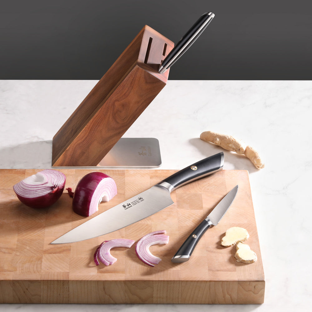 
                  
                    Load image into Gallery viewer, ELBERT Series 4-Piece Knife Block Set, Forged German Steel, HUA Acacia Block
                  
                