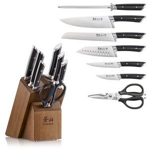 
                  
                    Load image into Gallery viewer, RAINIER Series 8-Piece Knife Block Set, Forged German Steel, Acacia Block
                  
                