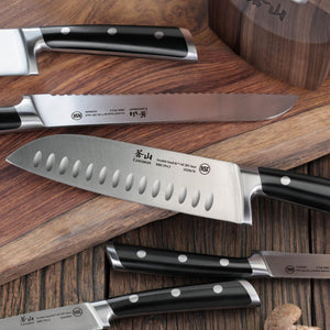 
                  
                    Load image into Gallery viewer, TS Series 8-Piece Knife Block Set, Forged Swedish 14C28N Steel, Walnut Block, 1020878
                  
                