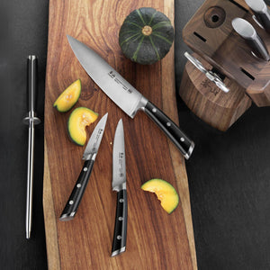 
                  
                    Load image into Gallery viewer, TS Series 8-Piece Knife Block Set, Forged Swedish 14C28N Steel, Walnut Block, 1020878
                  
                