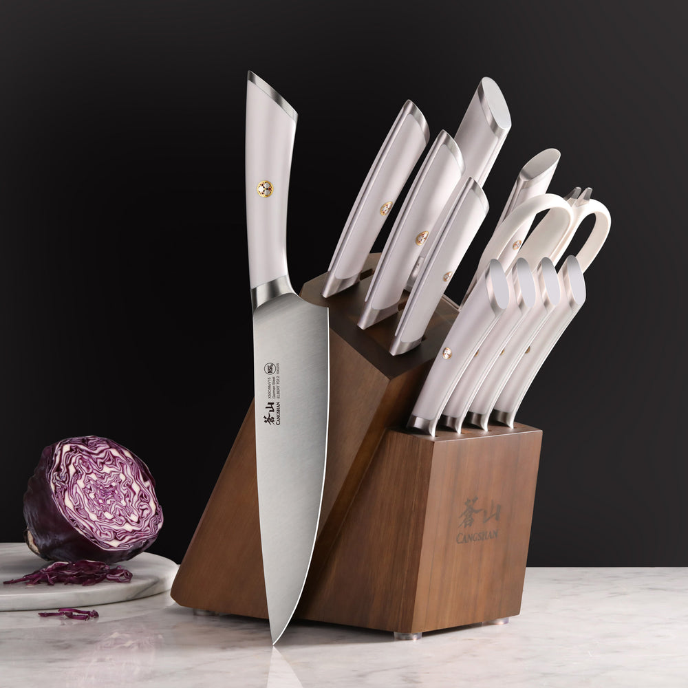 
                  
                    Load image into Gallery viewer, ELBERT Series 12-Piece Knife Block Set, Forged German Steel, Acacia Block
                  
                