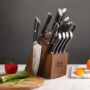 
                  
                    Load image into Gallery viewer, ELBERT Series 12-Piece Knife Block Set, Forged German Steel, Acacia Block
                  
                