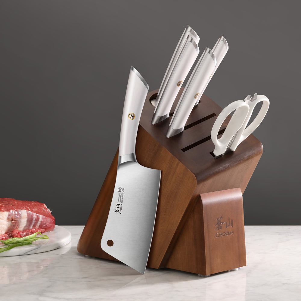 
                  
                    Load image into Gallery viewer, ELBERT Series Cleaver Knife Block Sets, Forged German Steel, Acacia Wood
                  
                