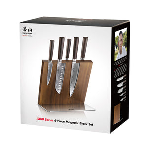 
                  
                    Load image into Gallery viewer, SOBU Series 6-Piece Magnetic Block Set, X-7 Damascus Steel, HUA Acacia Block, 503817
                  
                