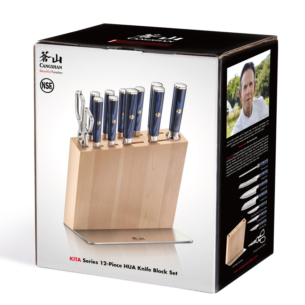 
                  
                    Load image into Gallery viewer, KITA Series 12-Piece Knife HUA Knife Block Set, High Carbon X-7 Damascus Steel
                  
                