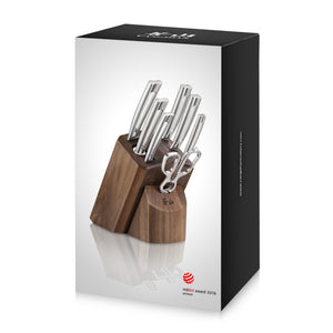 
                  
                    Load image into Gallery viewer, TN1 Series 8-Piece Knife Block Set, Forged Swedish 14C28N Steel, Walnut Block, 1021950
                  
                