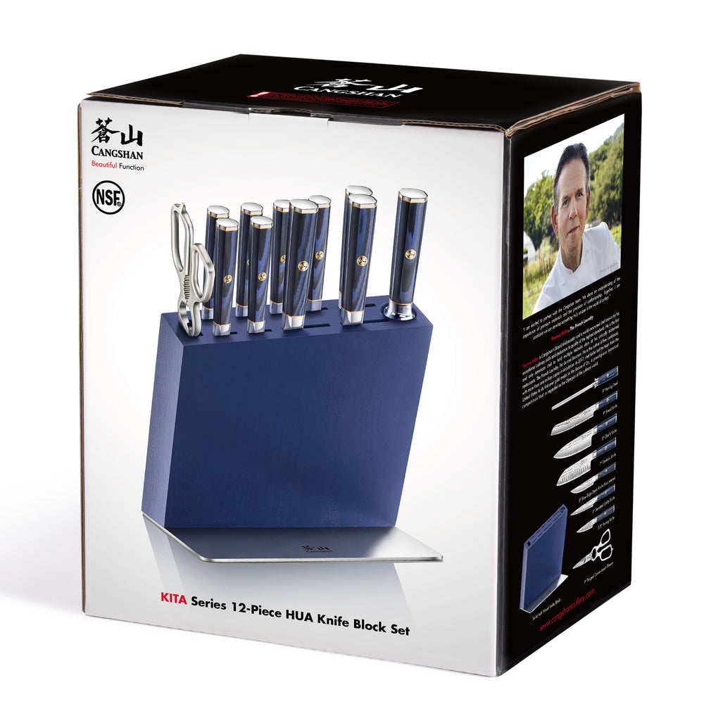 
                  
                    Load image into Gallery viewer, KITA Series 12-Piece Knife HUA Knife Block Set, High Carbon X-7 Damascus Steel
                  
                