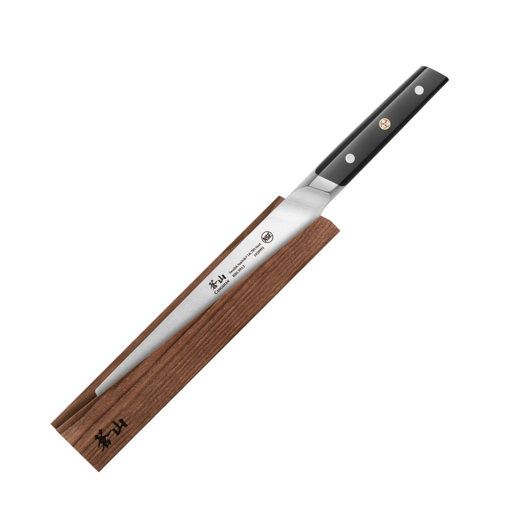 
                  
                    Load image into Gallery viewer, TC Series 8-Inch Bread Knife with Ash Wood Sheath, Forged Swedish 14C28N Steel, 1021004
                  
                