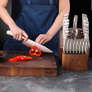 
                  
                    Load image into Gallery viewer, S1 Series 23-Piece Knife Block Set, Forged German Steel, Walnut Block, 1026047
                  
                