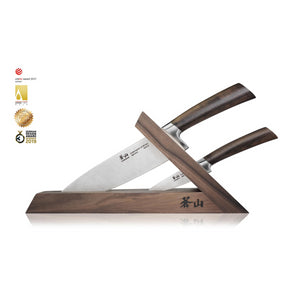 
                  
                    Load image into Gallery viewer, TA Series 3-Piece TAI Knife Block Set, Forged Swedish 14C28N Steel, Walnut Block, 1021356
                  
                