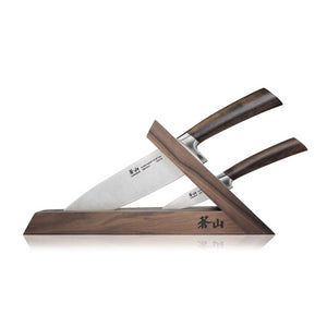 
                  
                    Load image into Gallery viewer, TA Series 3-Piece TAI Knife Block Set, Forged Swedish 14C28N Steel, Walnut Block, 1021356
                  
                