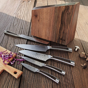 
                  
                    Load image into Gallery viewer, N1 Series 6-Piece Knife Block Set, Walnut Block, Forged German Steel, 61017
                  
                