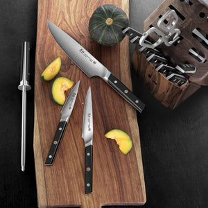 
                  
                    Load image into Gallery viewer, TC Series 17-Piece Knife Block Set, Forged Swedish 14C28N Steel, Walnut Block, 1021455
                  
                