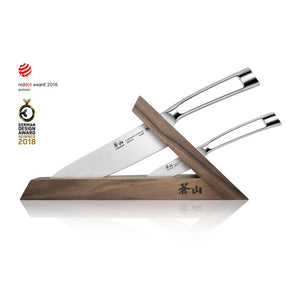 
                  
                    Load image into Gallery viewer, TN1 Series 3-Piece TAI Knife Block Set, Forged Swedish 14C28N Steel, Walnut Block, 1021264
                  
                