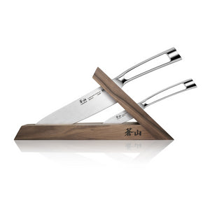 
                  
                    Load image into Gallery viewer, TN1 Series 3-Piece TAI Knife Block Set, Forged Swedish 14C28N Steel, Walnut Block, 1021264
                  
                