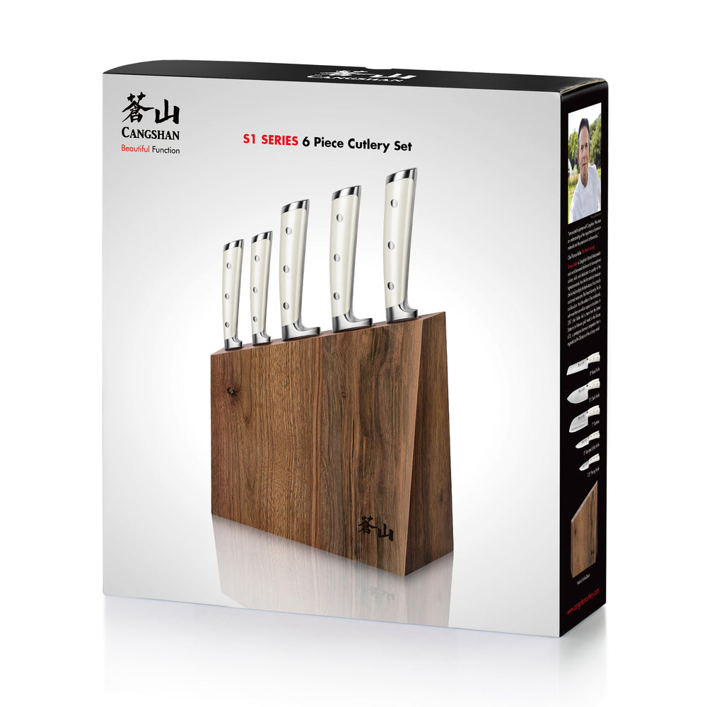 
                  
                    Load image into Gallery viewer, S1 Series 6-Piece German Steel Forged Knife Block Set, Forged German Steel, Walnut Block, 59663
                  
                