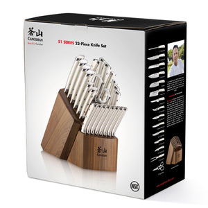 
                  
                    Load image into Gallery viewer, S1 Series 23-Piece Knife Block Set, Forged German Steel, Walnut Block, 1026047
                  
                