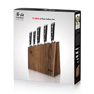 
                  
                    Load image into Gallery viewer, TS Series 6-Piece Knife Block Set, Forged Swedish 14C28N Steel, Walnut Block, 1024876
                  
                