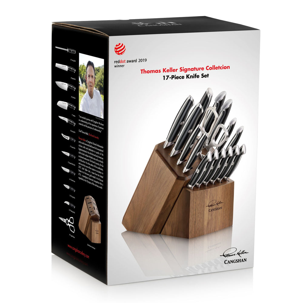 
                  
                    Load image into Gallery viewer, TKSC 17-Piece Knife Block Set, Forged Swedish Powder Steel, Thomas Keller Signature Collection, Black, 1024715
                  
                