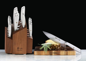 
                  
                    Load image into Gallery viewer, L1 Series 17-Piece SHAN Knife Block Set, White, Forged German Steel, 1026856
                  
                