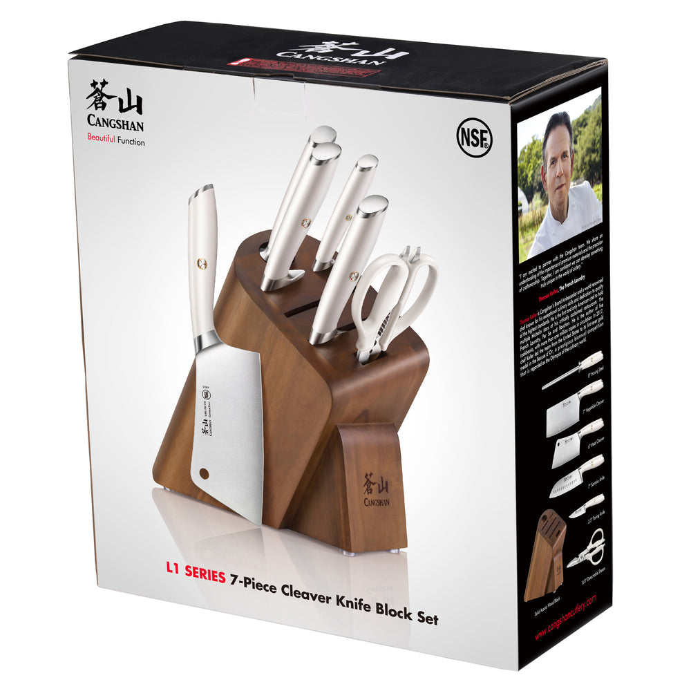 
                  
                    Load image into Gallery viewer, L &amp;amp; L1 Series 7-Piece Cleaver Knife Block Set, Forged German Steel
                  
                