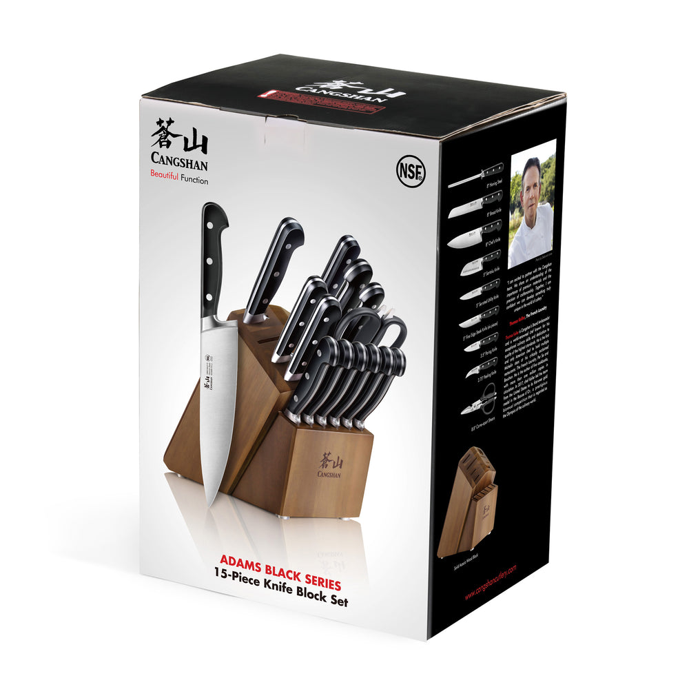 
                  
                    Load image into Gallery viewer, ADAMS Series 15-Piece Knife Block Set, Forged German Steel, Acacia Block
                  
                