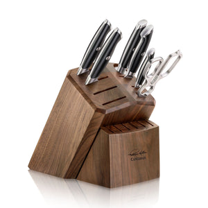 
                  
                    Load image into Gallery viewer, TKSC 7-Piece Knife Block Set with 8 Spare Slots, Forged Swedish Powder Steel, Thomas Keller Signature Collection, Black, 1024685
                  
                