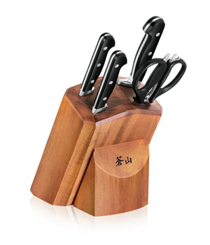 
                  
                    Load image into Gallery viewer, V2 Series 5-Piece Starter Knife Block Set, Forged German Steel, Acacia Block, 1022520
                  
                