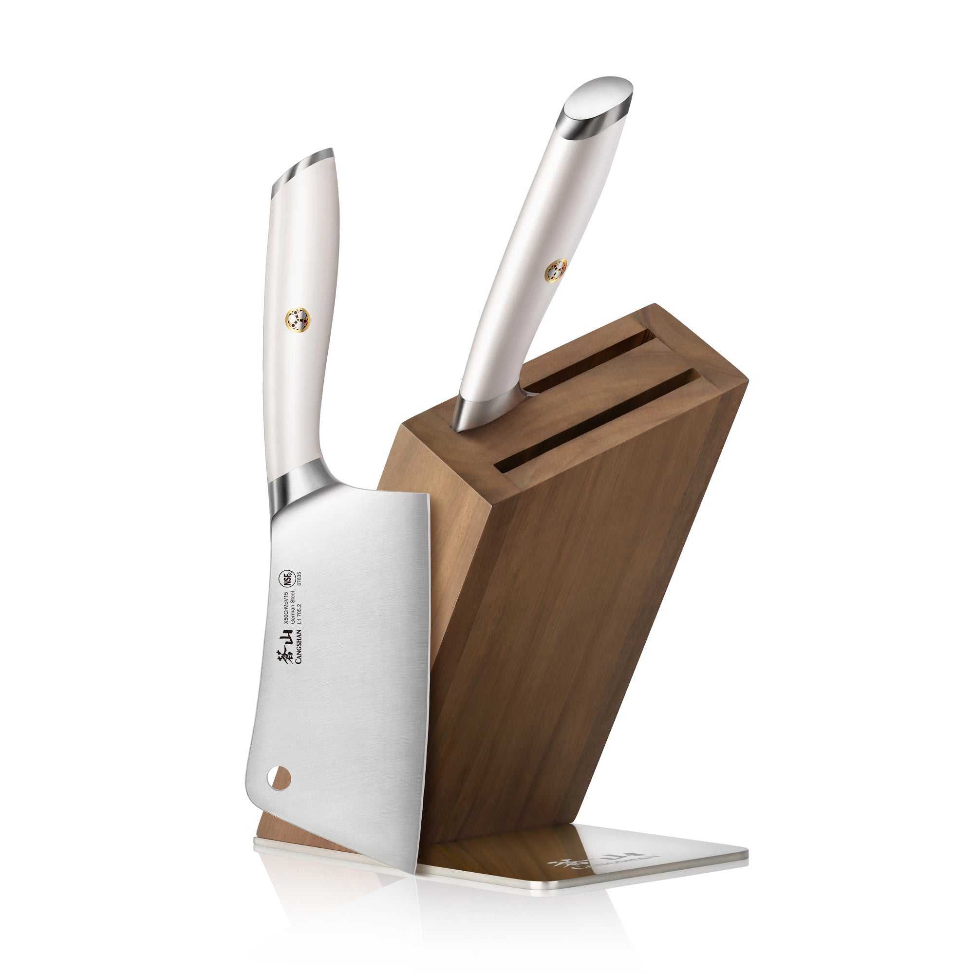 L1 Series 3-Piece Cleaver Knife Block Set, Forged German Steel, HUA Acacia Block, 1027518