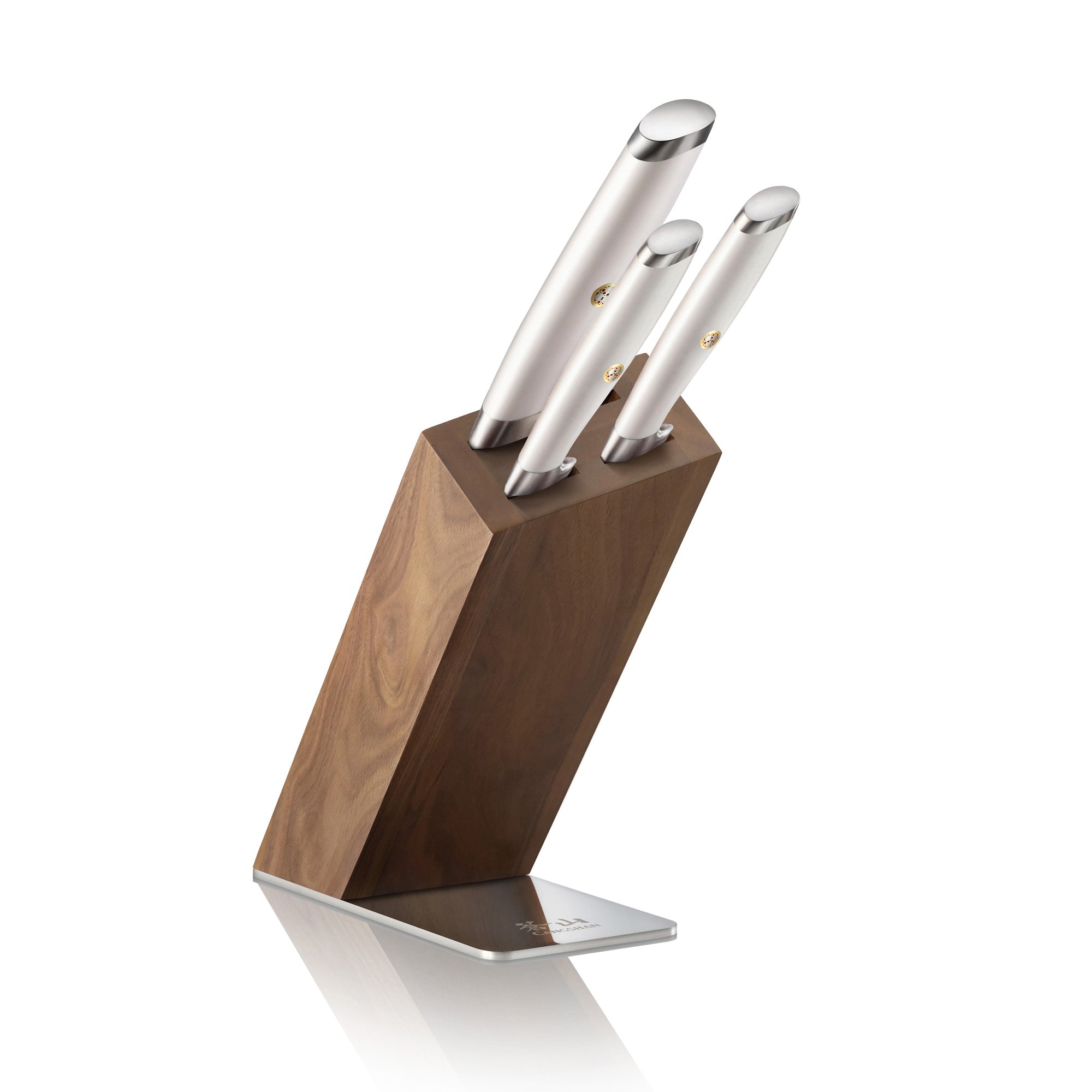 L1 Series 4-Piece Knife Block Set, White, Forged German Steel, HUA Acacia Block, 1026986