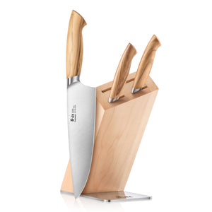 
                  
                    Load image into Gallery viewer, OLIV Series 4-Piece Knife Block Set, Forged Swedish 14C28N Steel, HUA Maple Block, 501677
                  
                