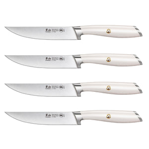 
                  
                    Load image into Gallery viewer, L1 Series 4-Piece Fine-Edge Steak Knife Set, White, Forged German Steel, 1026948
                  
                