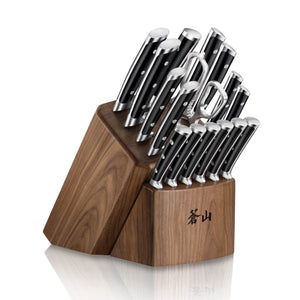 
                  
                    Load image into Gallery viewer, TS Series 17-Piece Knife Block Set, Forged Swedish 14C28N Steel, Walnut Block, 1020885
                  
                