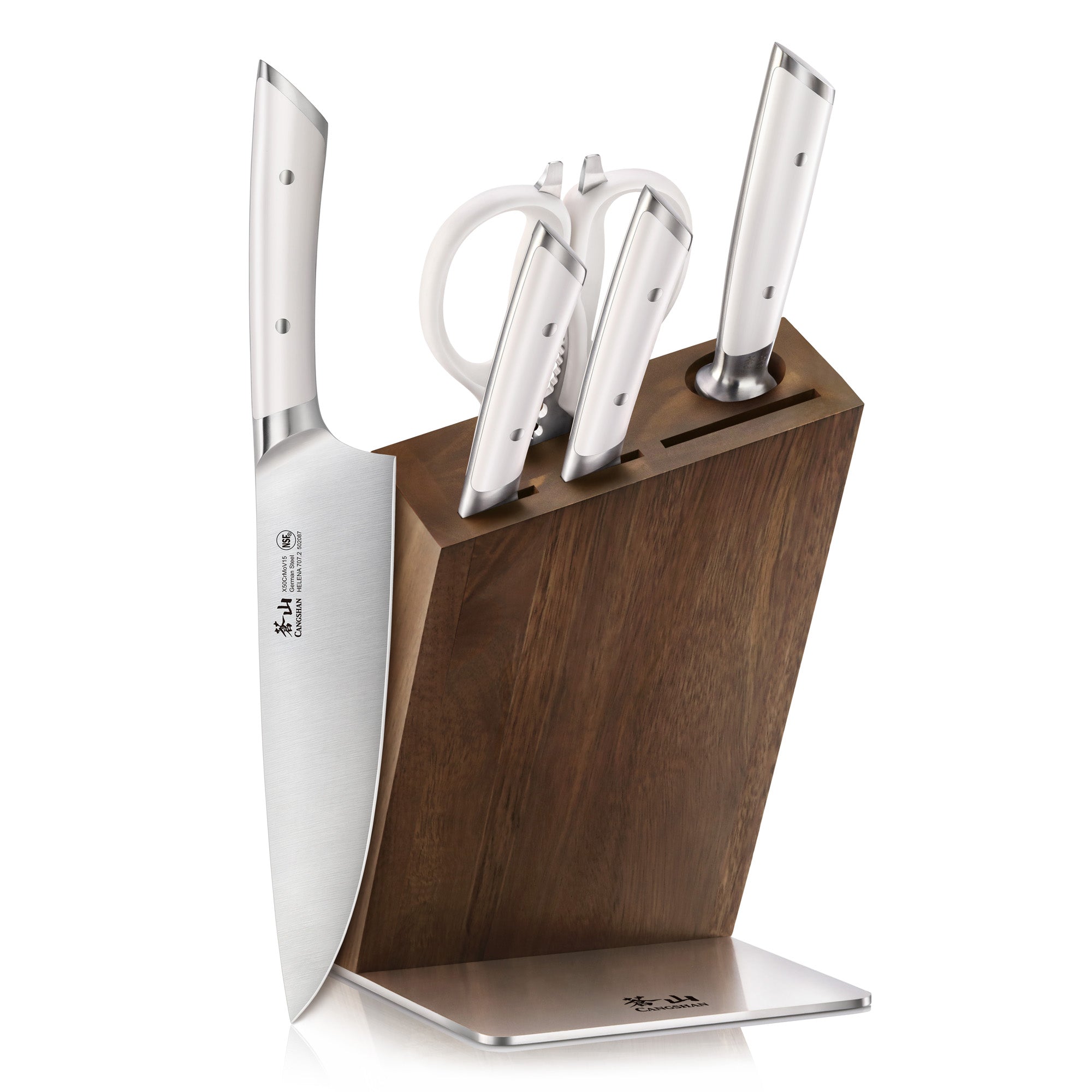 HELENA Series 6-Piece Knife Block Set, Forged German Steel, HUA Acacia Block