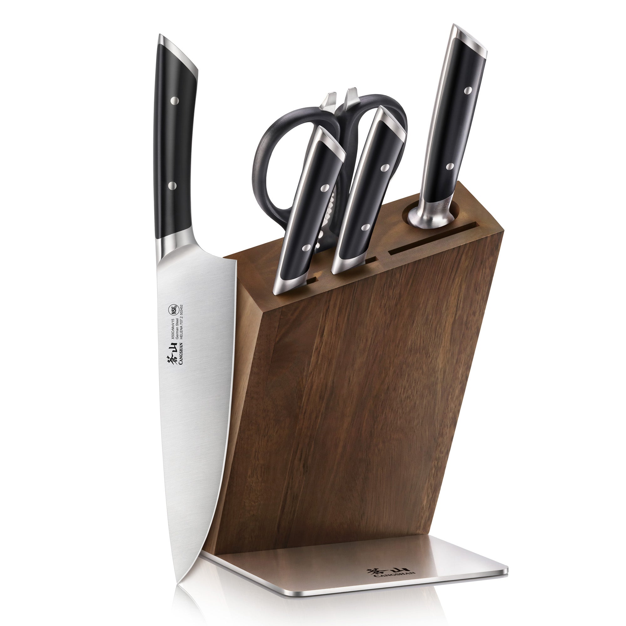 HELENA Series 6-Piece Knife Block Set, Forged German Steel, HUA Acacia Block