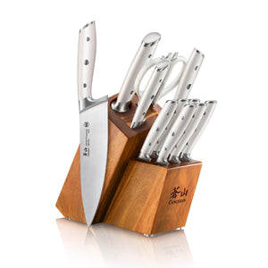 
                  
                    Load image into Gallery viewer, ALPS Series 12-Piece Knife Block Set, Forged German Steel, Acacia Block
                  
                