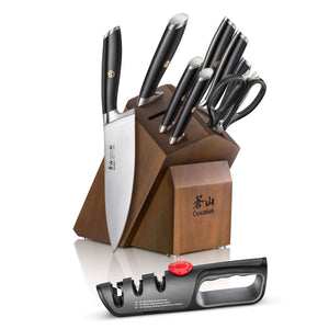 
                  
                    Load image into Gallery viewer, L Series 10-Piece Knife Block Set, Forged German Steel, Black, 1027440
                  
                