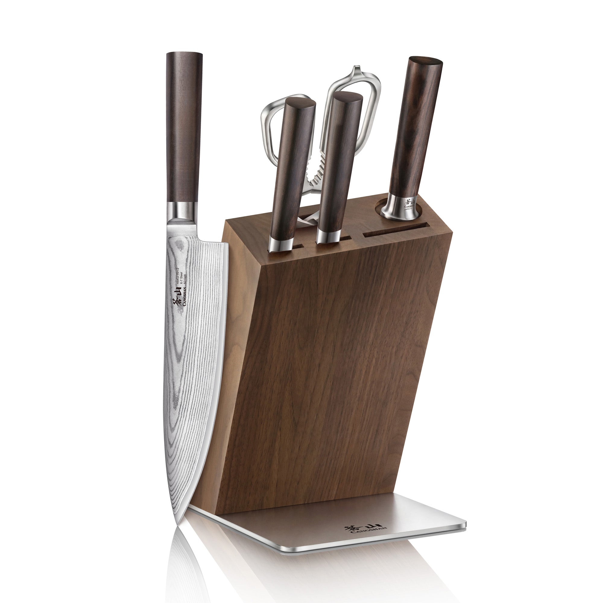 HAKU Series 6-Piece Knife Block Set, Forged X-7 Damascus Steel, HUA Walnut Block, 501189