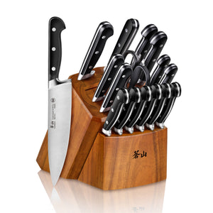 
                  
                    Load image into Gallery viewer, TV2 Series 17-Piece Knife Block Set, Forged Swedish 14C28N Steel, Acacia Block, 1023053
                  
                