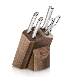 
                  
                    Load image into Gallery viewer, S1 Series 5-Piece Starter Knife Block Set, Forged German Steel, Walnut Block, 1022568
                  
                